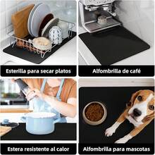 Tapete de Secado de Platos de Silicón - Alfombrilla Súper Absorbente y Antideslizante - Protector de Encimera Resistente al Agua, Calor y Moho - Fácil de Limpiar, No Guarda Olores(Azul, 16"x24") - Negro - Ver 6
