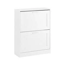 SoBuy Narrow Shoe Cabinet With 2 Flaps, Space-Saving Shoe Rack With Height-Adjustable Compartments – For Hallways, Small Apartments, 20 Kg Load, 60 X 79 X 23 Cm, FSR137 - White - View 12