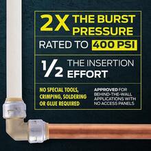 Max 3/4 X 3/4 In Pressure Gauge Tee, Push-To-Connect Brass Plumbing Fitting, UR24438 - 3/4 X 3/4 In. PTC - View 4