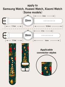[Pasek do inteligentnego zegarka z motywem świątecznym] 1-częściowy silikonowy pasek do inteligentnego zegarka, kompatybilny z zegarkiech, pasuje do rozmiarów koperty 38/40/41/42/44/45/46/49 mm. Kompatybilny również ze smartwatchsung, Huami, Garmin i Honor o standardowej szerokości mocowania 20/22 mm. Prezent świąteczny dla kobiet/mężczyzn