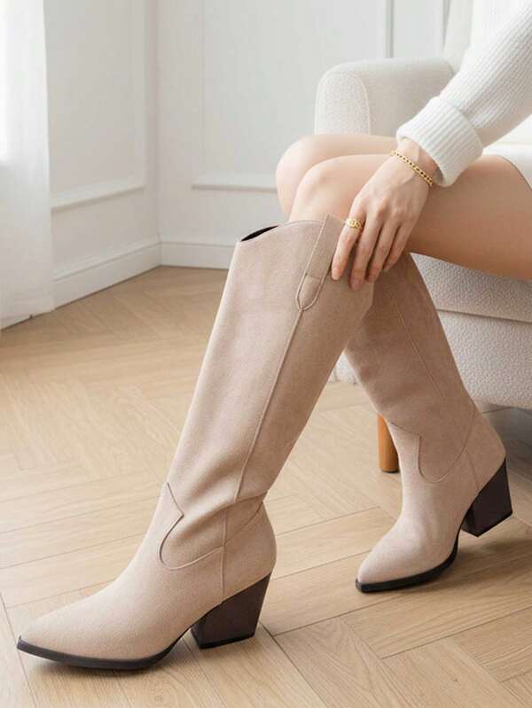 بوت نسائية جديدة للخريف/الشتاء، بوت غربية كلاسيكية رجعية من الجلد المدبوغ متوسطة الطول، تصميم لون سادة مريح ومتعدد الاستخدامات، بوت خارجية بنعول خفيفة مانعة للانزلاق، مناسبة لمهرجانات الموسيقى والعطلات والسفر، طراز أنيق