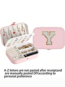 1个便携式旅行首饰盒，女士首饰收纳盒，拉链首饰收纳盒，家用首饰收纳盒，优雅的耳环、首饰、戒指、项链、手镯收纳盒，返校季礼物，难忘的节日礼物，伴娘礼物，旅行必备，双层迷你展示收纳盒，母亲节礼物 - 米色 - 查看 17