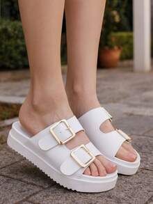 Women's Sandal Papete European Style Buckle Blogger Versatile Comfortable - White - View 1
