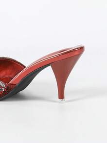 Zapatos de tacón alto para mujer, punta redonda, tacón transparente cómodo, con lujosos rhinestones brillantes, adecuados para fiestas y reuniones