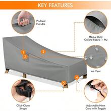 WLEAFJ Funda impermeable para tumbona de patio resistente al agua fundas duraderas para muebles de patio 78 pulgadas de largo x 34 pulgadas de ancho x 32 pulgadas de alto color gris - gris - Ver 3