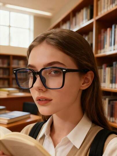 1pc Casual And Versatile Square-Framed Glasses, Fashionable Transparent Plain Glasses, Suitable For Daily Use, Travtion, Party Decoration, Cycling, Beach Vacation, And Women's Eyewear Accessories