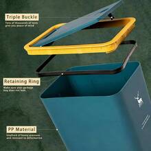 1pc YOURSUN Rectangular Trash Can With Lid, Thick & Durable PP Material, Compact & Portable, Odor-Proof & Wear-Resistant, Simple & Versatile Style, 4 Color Options, Smooth Surface For Easy Cleaning, Practical Garbage Collection, Effectively Blocks Odor, Suitable For Bathroom, Living Room, Bedroom, Small Apartment Corners And Other Daily Home Scenarios, Ideal Accessory For Bathroom Decor And Storage, Also A Great Home Organization Item. - Multicolor - View 5