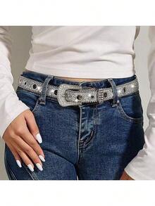 1pc Women's Dopamine Y2K Star Eye Decor Western Style Waist Belt, Suitable For Everyday Use