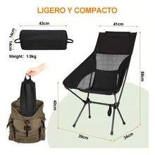 Silla Moon para Exteriores Transpirable - Silla Plegable Ligera y Compacta con Marco de Acero, Tejido Oxford 600D y Diseño Ergonómico 125°, Ideal para Camping, Playa, Picnics y Uso Interior - Azul Marino - Ver 4
