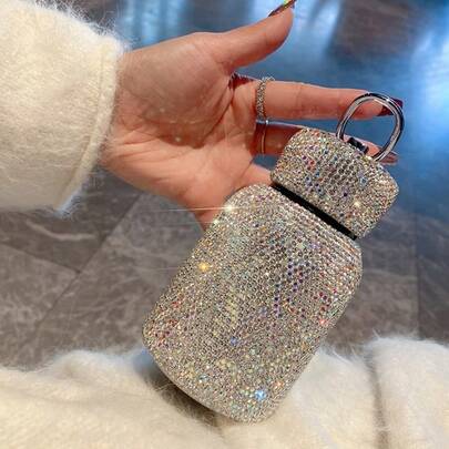 1pc Luxury Diamond Studded Goddess Insulated Water Bottle, High-End Straw Cup For Women, New Birthday Gift Portable Vacuum Flask, Drinkware, Wedding Party Decor, Holiday Gift, Diamond Decoration Craft, New Year, Valentine, Ramadan