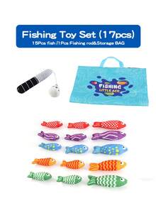 Juego de pesca para niños, sin imanes, vasos con números de tela, alfombra de juego plegable, juguete de peces pegajosos para educación temprana, regalo para gatear, para niños y niñas, regalo para fiesta de cumpleaños y Día del Niño (color de accesorios aleatorio) - Multicolor - Ver 11