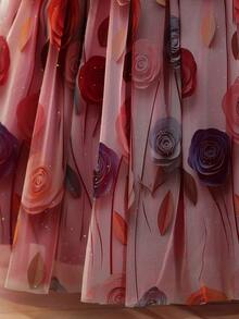 女童公主裙、特殊场合泡泡纱连衣裙、夏季儿童正式派对礼服 - 紅色 - 查看 7