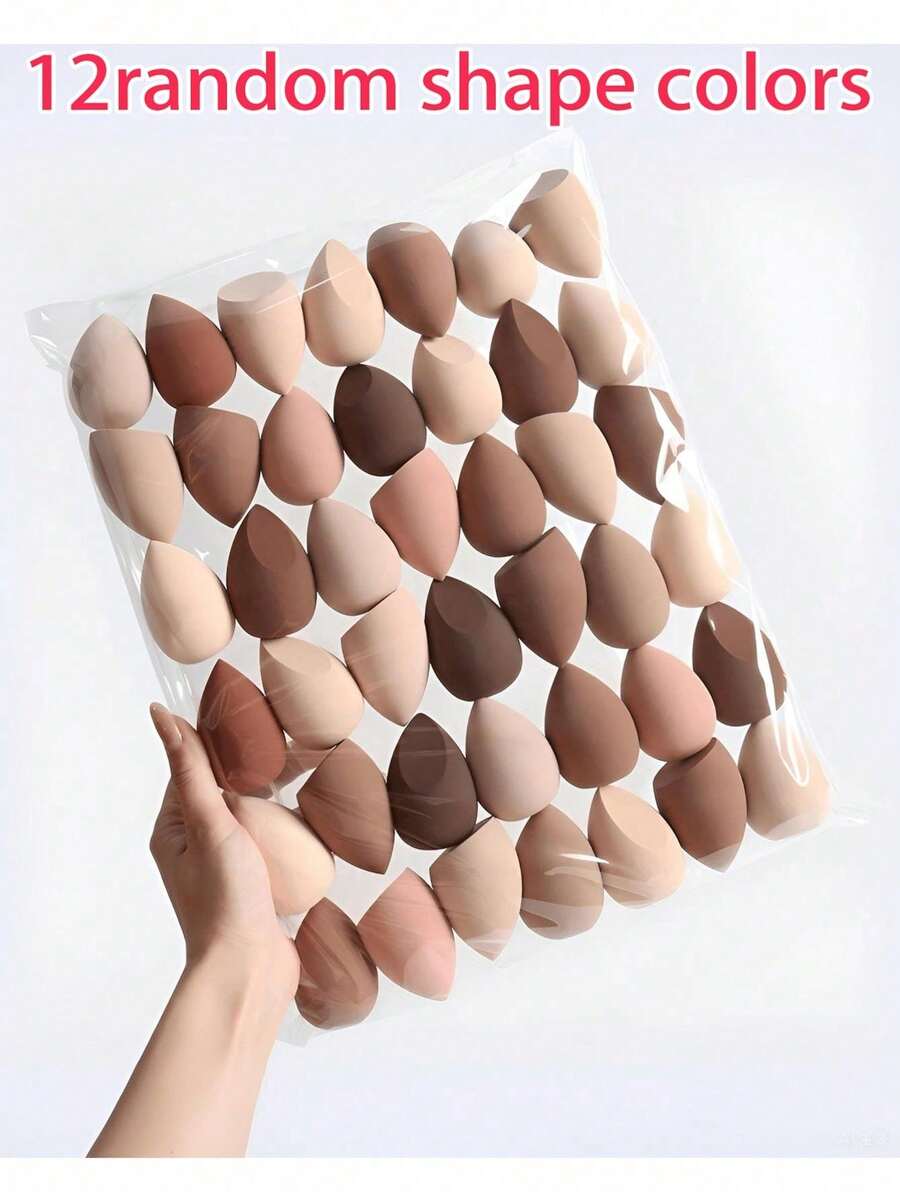 12pc Random Color Shape Makeup Sponge Set, Makeup Sponge, Multi-Color Latex-Free Water Drop Shape Sponge, Soft Makeup Blender Beauty Makeup Tool Brand Beauty Makeup Cosmetic For Women Girls Perfect For Fall Winter Ideal For Y2K Fancy Fashion Suitable For Birthday Present Halloween Party Ready Best Color Plush Party Autumn Fall Halloween - 6件隨機顏色和形狀 - 查看 1