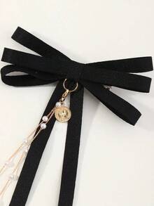 1pc Retro Heart Bowknot Hair Clip For Women, Suitable For Parties, Gatherings, And Outings Devil Accessories Valentine's Day Valentines,Hair Barrettes Hair Clips Claw Clips, School Stuff, Elegant, College, Bows, Cute - 黑色 - 查看 6