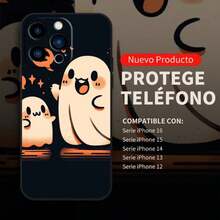 Fundas Para Iphone TPU Compatible Con IPhone 16/16E/16Pro/16Plus/15/15ProMax/15Pro/11/12/13/14ProMax/11Pro/11ProMax/12Pro/12ProMax/13Pro/13ProMax/14Pro/14ProMax Y Compatible Con Galaxy S22, S23 Y S24, Fantasma Bonito, Funda Suave Creativa Y Premium, Resistente Al Agua, A Los Golpes Y A Los Arañazos - Fantasma negro ZBTPU - Ver 2