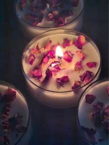 Vela perfumada com pétalas de rosa, cera de soja natural, uso interno, adequada para festas, aromaterapia, meditação e ioga, iluminação de emergência