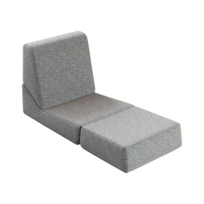 Small Couch Sofa Bed For Adults, Folding Sofa Bed, Chaise Longue, Convertible Foam Floor Sofa, Mini Lounge Sofa With Triple Folding Mattress, Grey