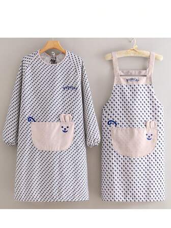 1 件可爱猫咪围裙，女士厨房围裙，简约时尚帆布长围裙，透气防污，情侣工作制服，女服务员围裙，适合家庭聚会、夏季户外野餐，送给朋友、母亲、妻子的绝佳礼物