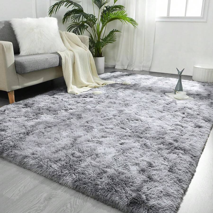 Alfombra Decorativa Jaspeada para Sala 2m x 1.5, Comoda para el hogar, tapete moderno jaspeado, alfombra suave para sala o recámara, accesorio decorativo, tamaño grande - Gris Oscuro - Ver 1