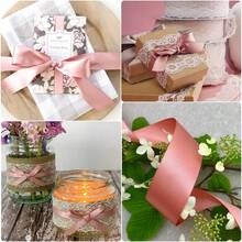 1捆聚酯緞帶，適用於禮品盒、糖果盒、蛋糕盒、花卉包裝裝飾（因機器染色而產生輕微色差）