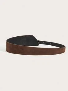 1pc Women's Solid Color Fashion PU Leather Belt, Suitable For Daily Outfit Matching - Coffee - View 4