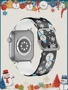 [Christmas Theme Smart Watch Band] 1pc Silicone Material Smart Watch Strap,Compatible With Apple Watch, Covering Case Sizes 38/40/41/42/44/45/ 46/49mm.Also Compatible With Samsung, Huami, Garmin, And Honor Smartwatches That Use Standard 20/22mm Lug Widths.Holiday Gift For Women/Men
