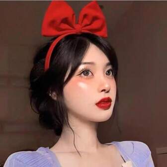 1pc Women's Red 3D Sponge Bow Headband, Cute Princess Fairy Hair Accessory For Cosplay, Festivals, Christmas, Prom