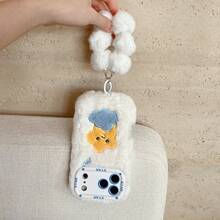 Nowe etui na telefon z motywem gwiaździstej chmury na jesień/zimę z kreskówkową pluszową ramką i smyczką, kompatybilne z 'em 17 Pro Max/17 Pro/16/15 Pro Max/15 Pro/15/14 Pro Max/14 Pro/14, nowym 13 Pro Max, wygodne i ciepłe, minimalistyczne, z kreskówkowym wzorem dla kobiet