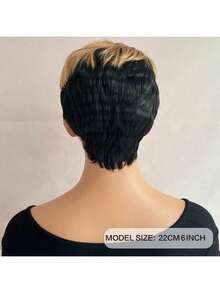 Synthetic Wigs Short Straight Pixie CuT Bob Wig Honey Gold Mix Black For Woman