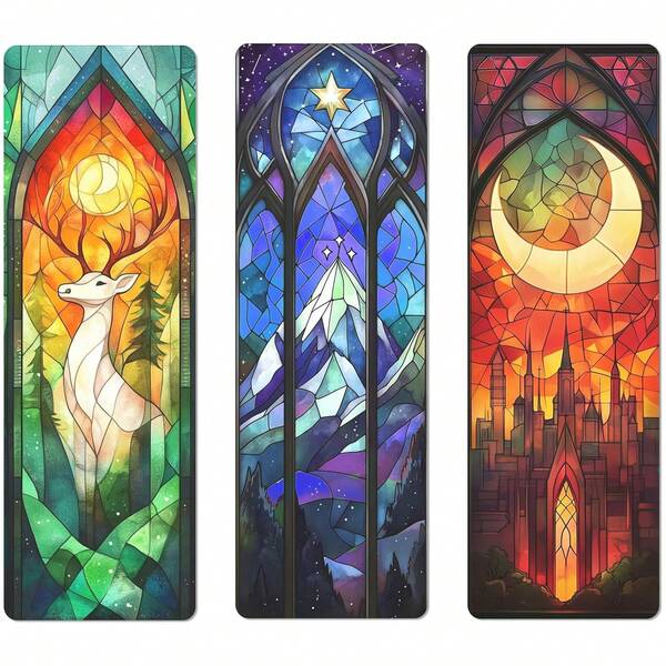 1/3/6pcs Stained Glass Effect Paper Bookmarks, Dark Romance Merch For Readers, Romantasy Inspired Bookish Gifts For Book Lovers Booktok, Book Accessories,For Book Lovers Adults Teacher Funny Reading Gifts Bookish Party Favors,Christmas,Scrapbooking Supplies, Journaling Accessories,Back-To-School