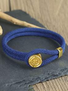 Minimalist Handmade 4mm Rope Bracelet Gold Color Compass Personalized Bracelet For Male Cool Jewelry