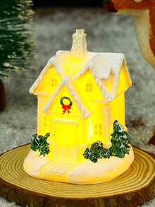 1pc Đồ trang trí Giáng sinh bằng nhựa Giáng sinh Ngôi nhà nhỏ Cảnh quan nhỏ Đồ trang trí ngôi nhà tuyết phát sáng, Giáng sinh - Nhiều màu - Xem 39