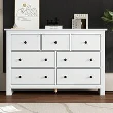Modern And Minimalist Dining Room Cabinet With Large Capacity, Sideboard With Multiple Drawers, Wood-Colored Coffee Cabinet With Drawers For Entryway, Kitchen, Dining Room And Living Room. - White + Particle Board - View 12
