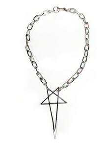 1pc Fashionable Creative Star Cone Geometric Pendant Necklace, Minimalist Gold/Silver Unisex Necklace Suitable For Party, Gathering, Outing, Performance, Music Festival, Daily Outfit Matching