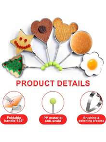 Fried Egg Rings Molds Non Stick For Griddle Pan, Egg Shaper Pancake Maker With Handle, Stainless Steel Egg Form For Frying Cooking Egg Molds Egg Shaper Egg Ring Pancake Maker With Handle - Multicolor - View 3