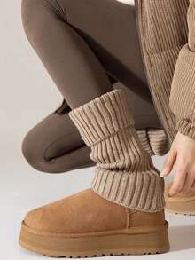 返校和圣诞派对暖腿袜 - 舒适时尚的纯色针织袜，适合万圣节、节日和日常冬季服装 - 彩色 - 查看 15