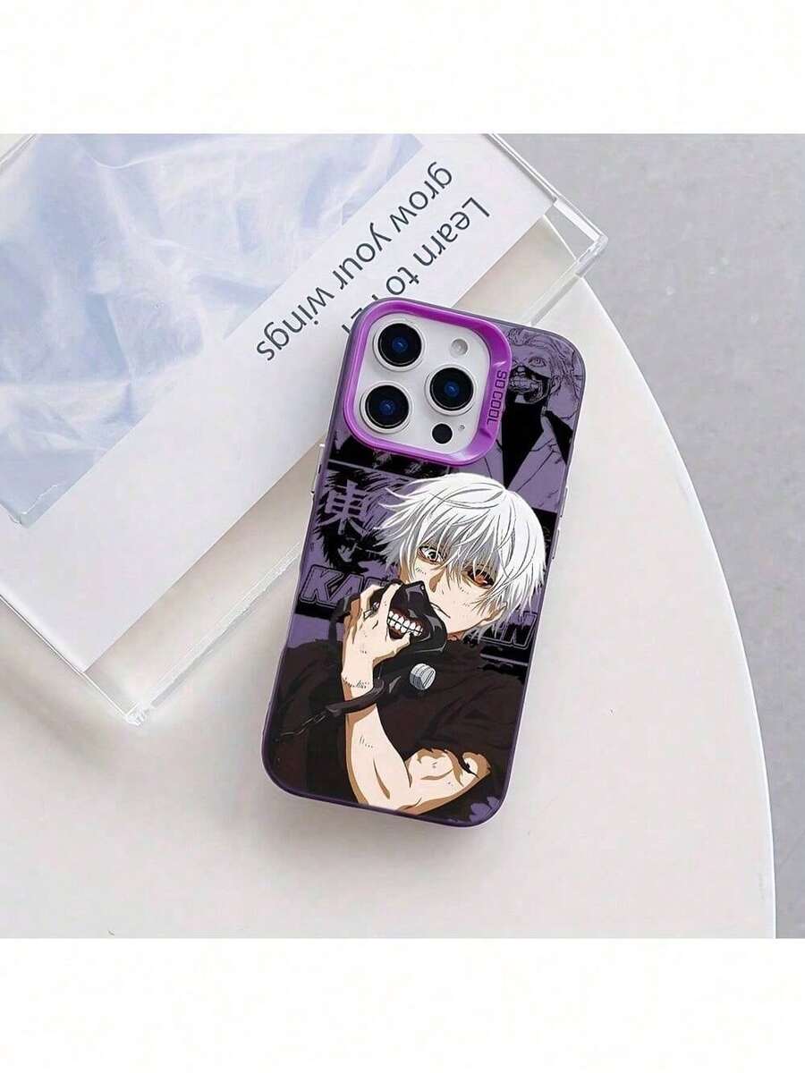 Custodia per telefono Anime Hot-Bloody cartoni animati Kaneki Ken per iPhone 16, 15, 14, 13, 12, 11 Pro Max, X, XR, XS Max, 8, 7 Plus - Retro opaco antiurto - Nero trasparente - Visualizzare 1