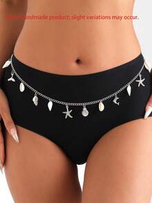 1pc Bohemian Shell, Starfish, Sea Conch Body Chain Waist Belt Accessories For Women, Note Starfish Is Random - Silver - View 1