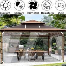 Clear Tarps Heavy Duty Water Resistant,14Mil Thickened Transparent Tear Resistant PVC Vinyl Tarpaulin Enclosurewith Grommets And Reinforced Edges For Patio,Porch And Outdoor - 透明 - 查看 4