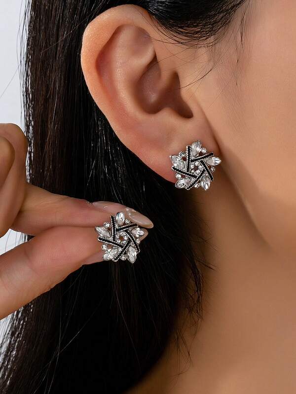 1 pereche cercei minimalisti la modă, casual, versatili, unici, cu stele învârtite, potriviți pentru femei, de zi cu zi, pentru petreceri sau cadouri