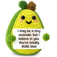 1pc Handmade Crochet Avocado Shaped Desktop Decor, Funny Gift For Best Friend, Birthday, Girlfriend, Sister, Mom, Grandma, Coworker, Family, Positive Vibes, Party, Halloween, Christmas, Appreciation, Plush Doll Decoration