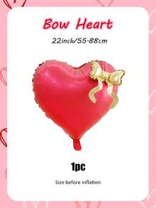 1/2pcs Heart & Bow Knot Foil Balloons, Includes Red Heart Gold Bow, Hot Pink Heart Black Bow, Suitable For Valentine's Day, Proposal, Wedding Party, Bridal Shower, Birthday, Anniversary, Valentine's Day Decor, Red, Pink Birthday Party Atmosphere Photography Props - Multicolor - View 14