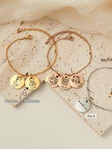 1 pieza Pulsera minimalista personalizada con foto de mascota | [1-3 fotos] Pulsera personalizada de doble cara con varias fotos | Pulsera personalizada de eslabón en O | Pulsera minimalista personalizada con foto y letra | Pulsera de grabada | Pulsera minimalista para conmemorar a un compañero eterno | Regalo personalizado adecuado para amigos | Regalo personalizado para mamás de gatos - Cadena en forma de O de doble cara personalizada - Ver 2