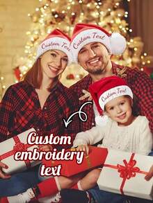 Cappello di Babbo Natale personalizzato - Cappello natalizio rosso con personalizzazione del nome di Babbo Natale, cappello di Babbo Natale in poliestere leggero per adulti, festa di Natale, servizi fotografici, regali natalizi personalizzati - cappello con nome facile da indossare, cappello di Natale divertente, celebrazione stagionale, design festivo, cuciture durevoli, accessori per feste, ricercatori di regali, pianificatori di feste, cuciture di alta qualità