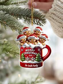 Personalized Custom 2-9 Names Christmas Ornament - Custom Text Pendant, Acrylic Material, Smooth Finish - Great For Christmas Tree Decoration, Family Holiday Gifts, Home Festive Decor - Suitable For Adults, Kids, Newlyweds, Gift Recipients - Gingerbread Theme, Christmas Keepsake, Holiday Accessory,Personalized Christmas Ornament,Custom Christmas Tree Decor,Christmas Gift ,Personalized Gifts