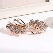 Hairpin, Female Back Head Disc Hair Top Clip Temperament Ponytail Drawing Line Hairpin Versatile Headgear Rhinestone Elegant Horizontal Clip Metal Hairpin Shiny Rhinestone - trắng - Xem 2
