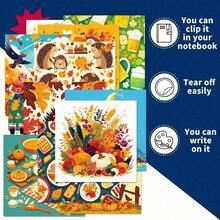 12 coli de hârtie pentru scrapbooking, bloc de hârtie pentru albume de desene animate cu arici de curcan, sperietoare de ciori, recoltă de toamnă, perfect pentru decorarea cadourilor de Crăciun DIY, petrecere festivă, aclamații de sărbători, jurnalizare, ambalare cadou