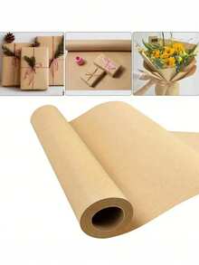 1 لفة ورق تغليف بني، لفة ورق كرافت مع حبل قنب، ورق تغليف للحفلات، ورق تغليف هدايا DIY، ورق تغليف بالزهور، ورق DIY يدوي؛ مناسب لهدايا أعياد الميلاد، هدايا الحفلات، تغليف الباقات، ديكورات الحفلات، ديكورات الزفاف، هالوين، عيد الميلاد، ، اليوم الوطني