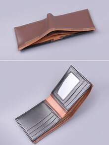 1pc Men's Fashionable, Simple And Multifunctional Leather Armor, Integrated Wallet, Card And Bag. Simple And Stylish, Best Gift For Boys On Christmas, Solid Color PU Leather - Multicolor - View 4