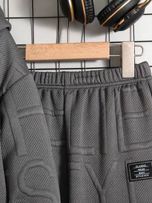 2pcs/Set Boys Casual Solid Color Zipper Hoodie Jacket And Pants Outfit, Spring/Autumn